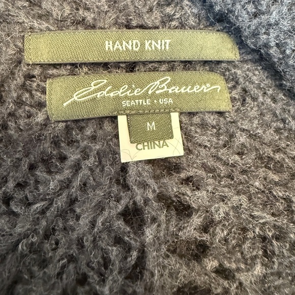 Eddie Bauer Women's Medium Dark Gray Mohair Hand Knit Sleeveless Cardigan - Picture 7 of 8